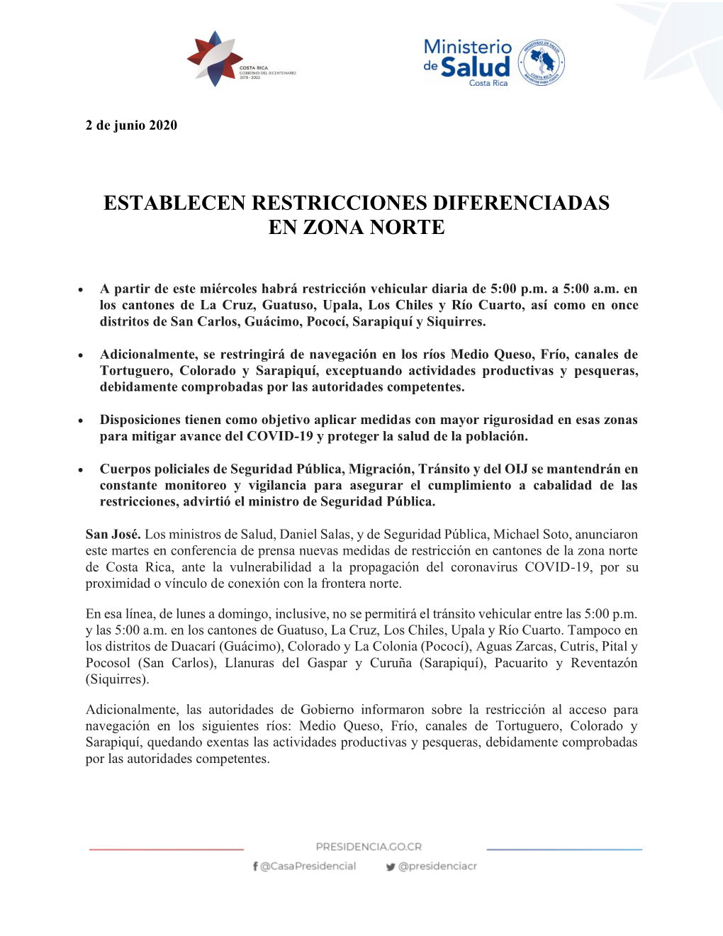 Establecen Restricciones Diferenciadas En Zona Norte