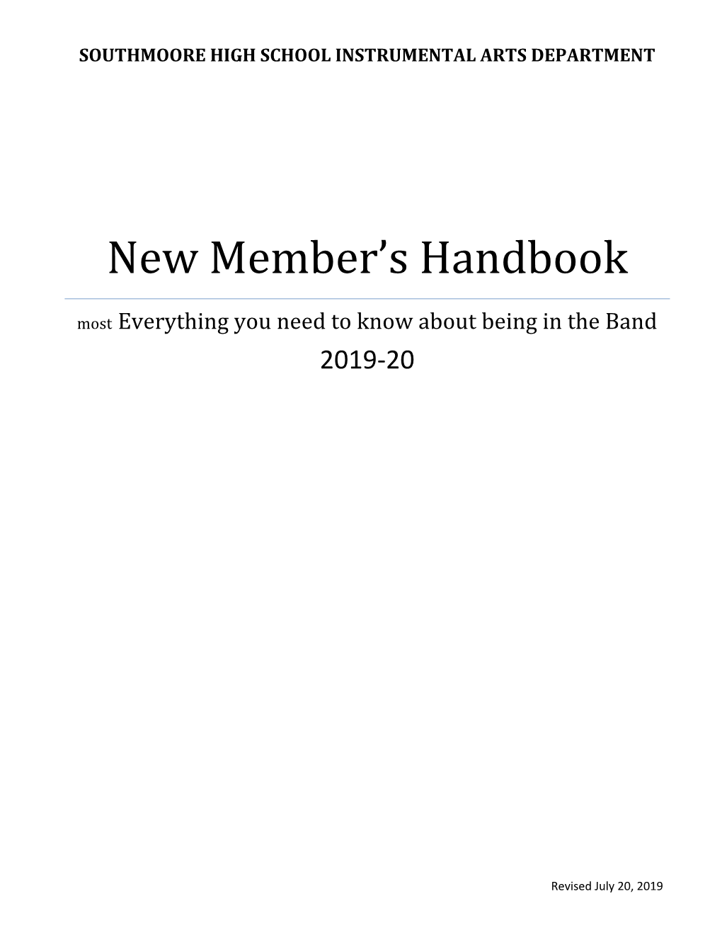 New Members Handbook 2019