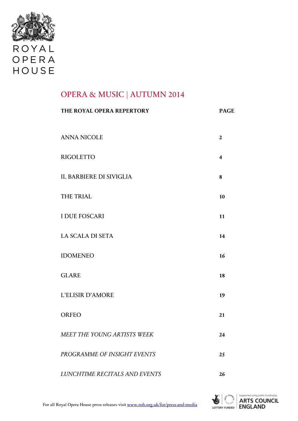 Opera & Music | Autumn 2014