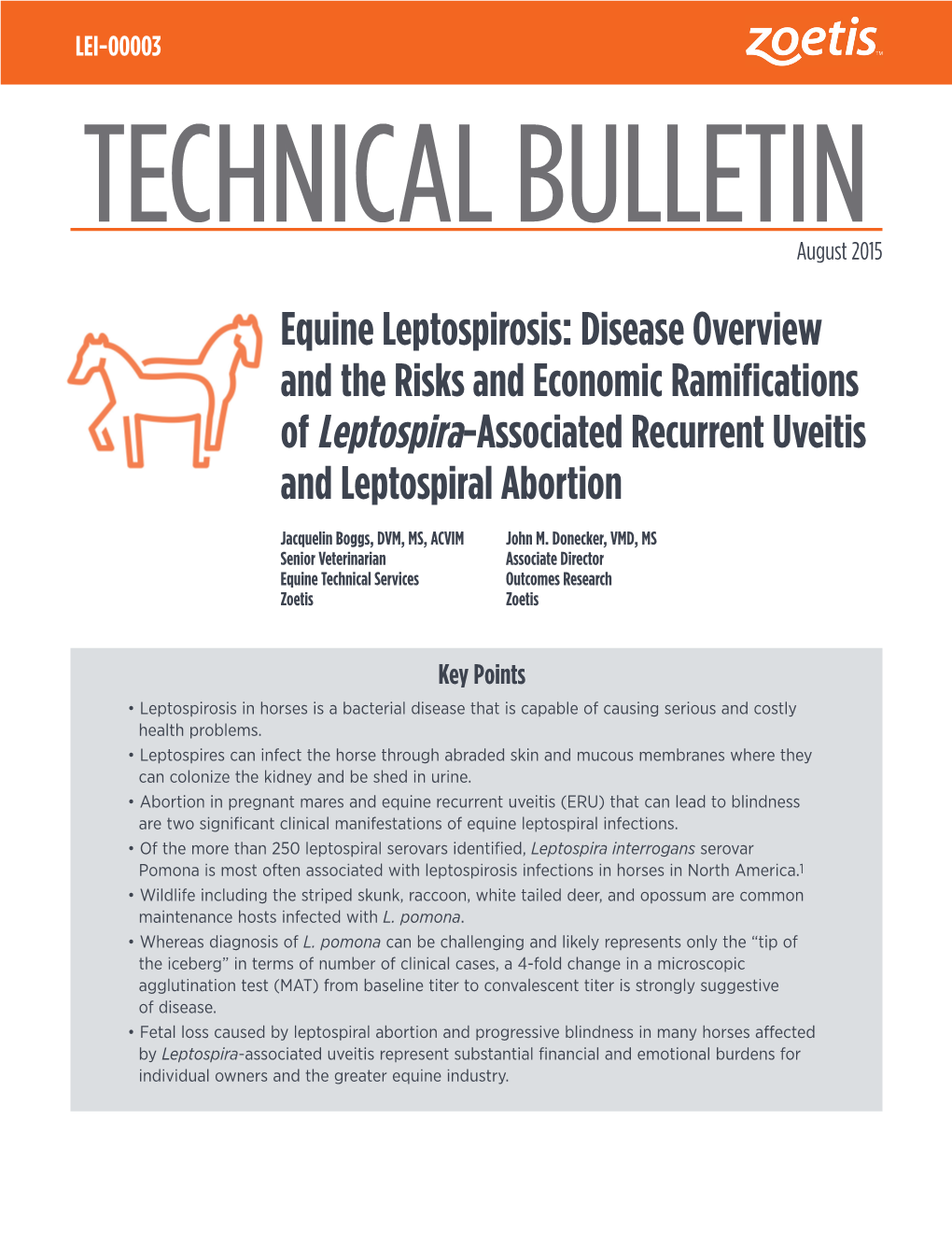 LEPTO EQ Leptospirosis Technical Bulletin #1 LEI-00003