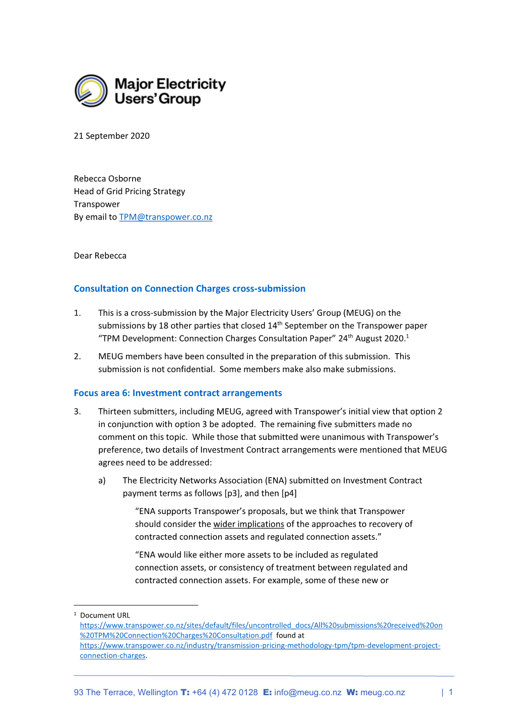 Cross-Submission on Connection Charges