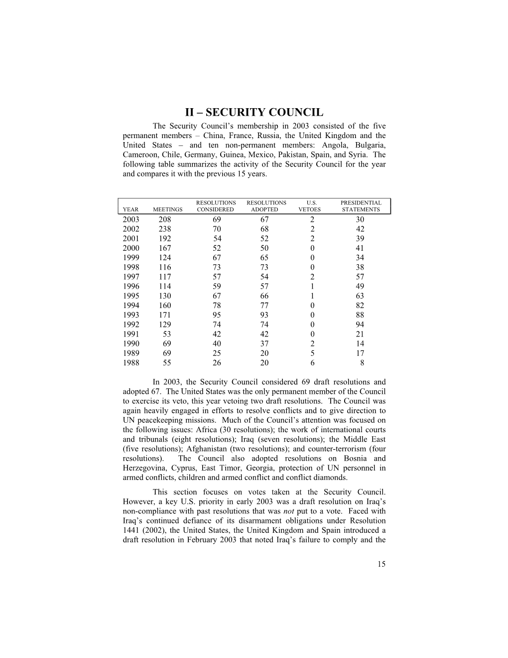 Ii – Security Council