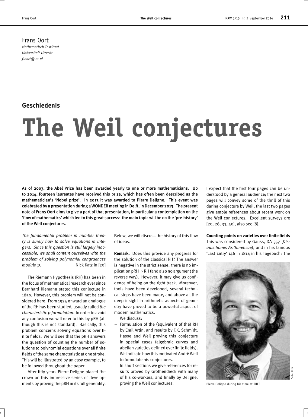 The Weil Conjectures NAW 5/15 Nr