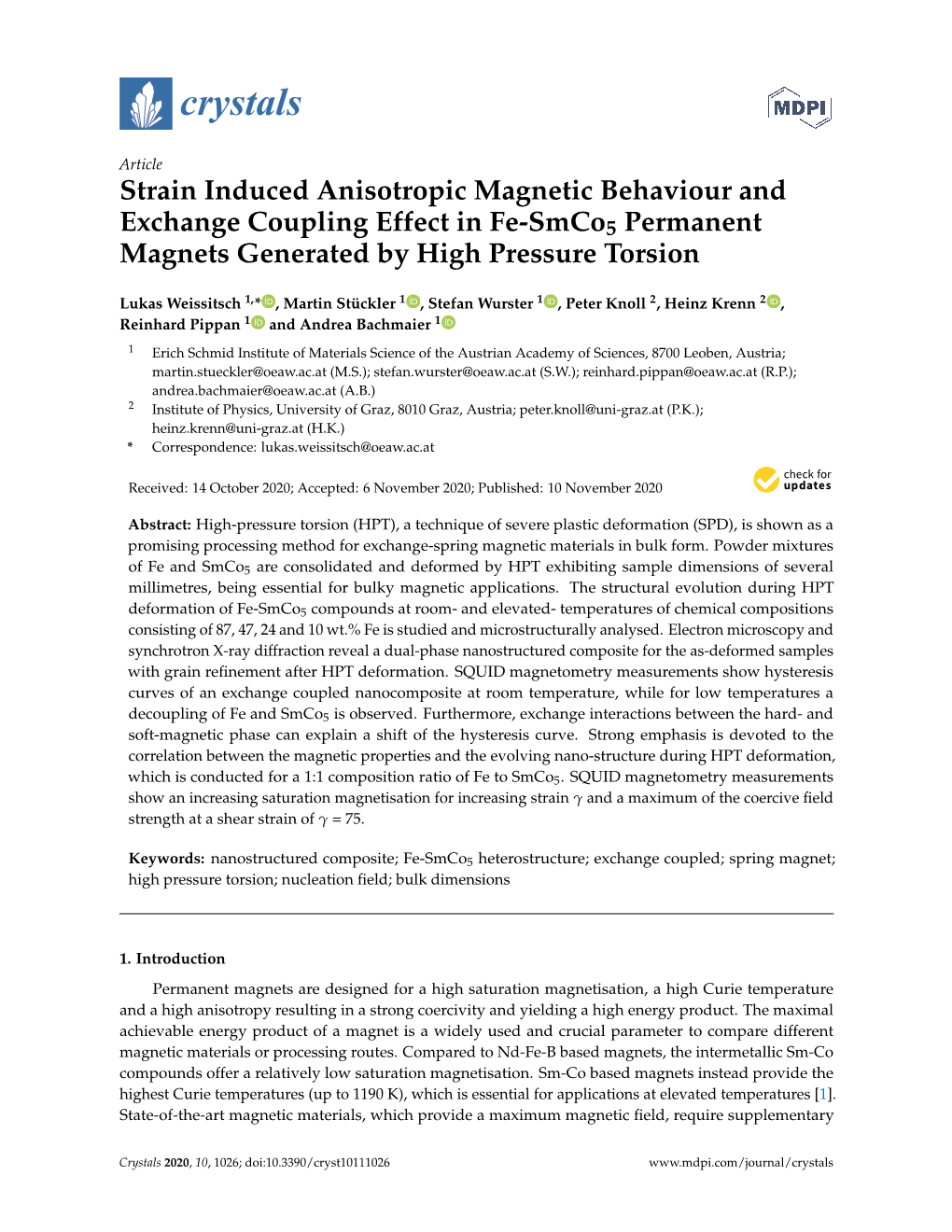 Strain Induced Anisotropic Magnetic Behaviour and Exchange Coupling Effect in Fe-Smco5 Permanent Magnets Generated by High Pressure Torsion