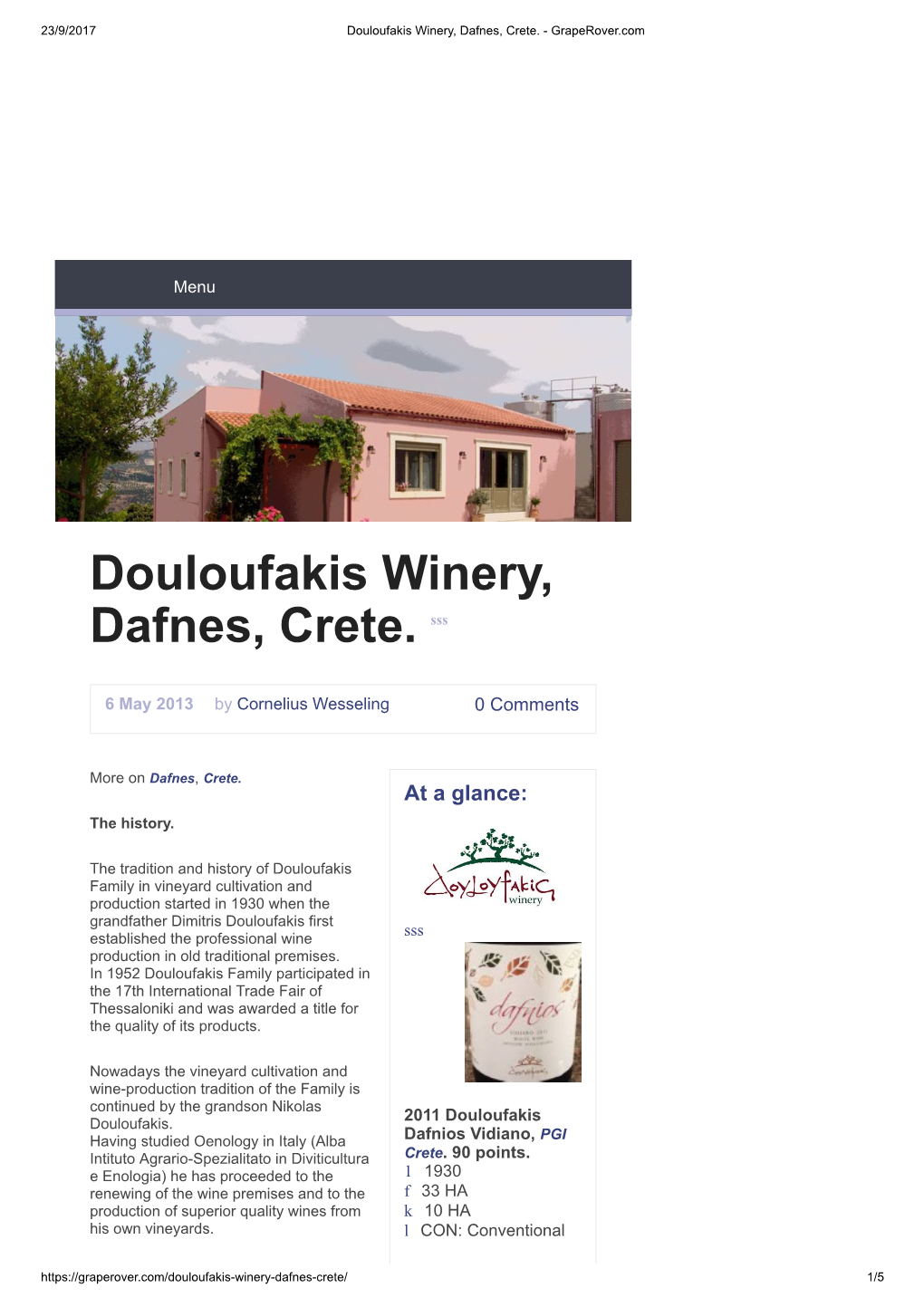 Douloufakis Winery, Dafnes, Crete. - Graperover.Com