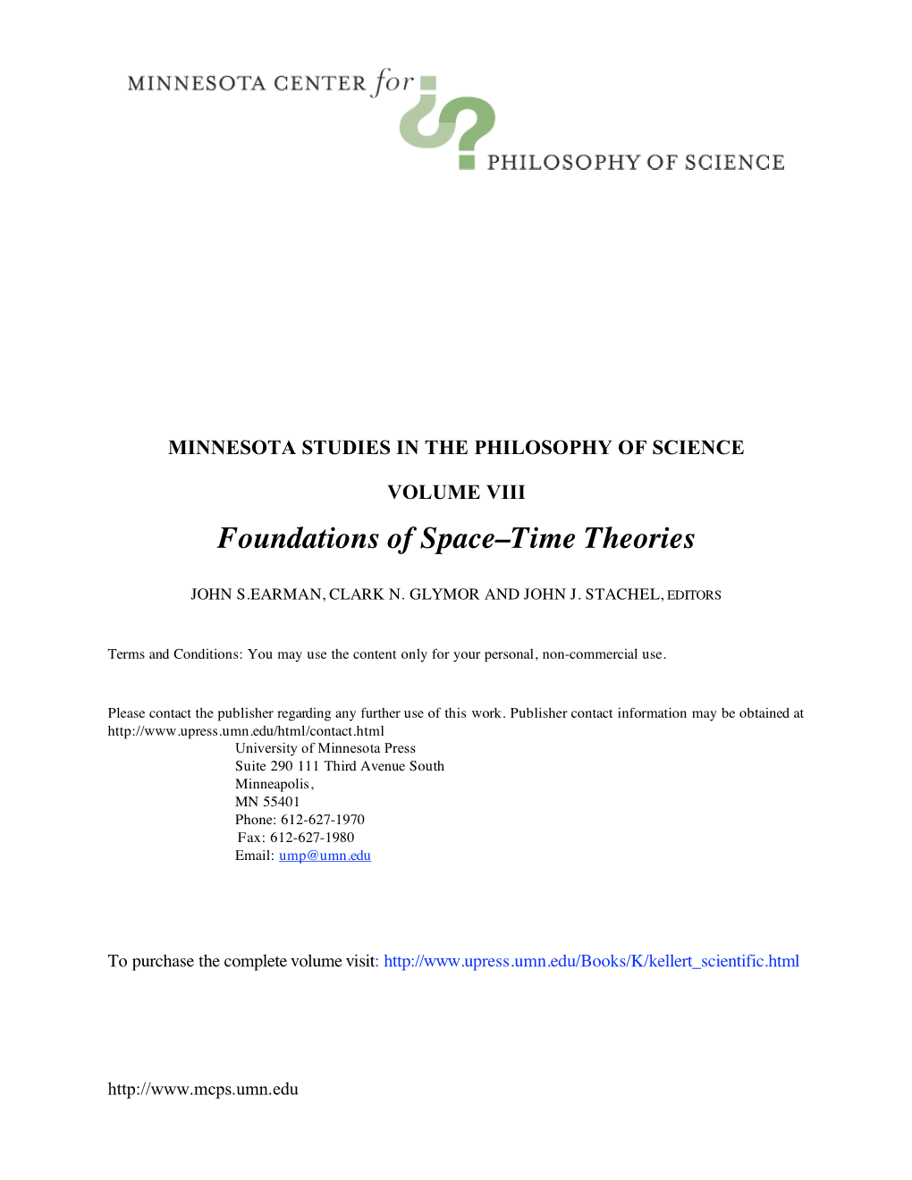 Foundations of Space–Time Theories