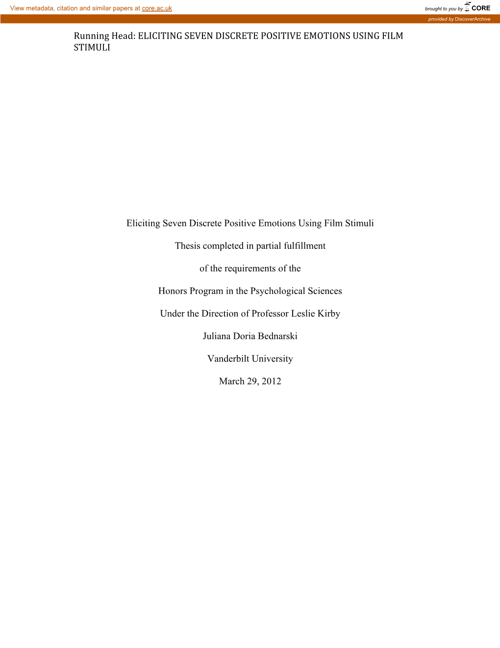 Eliciting Seven Discrete Positive Emotions Using Film Stimuli