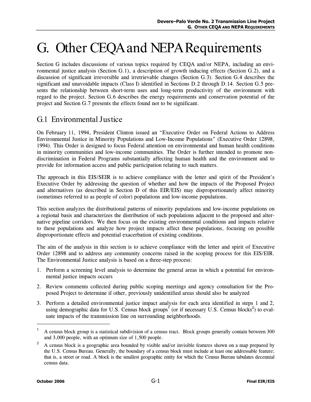 G. Other Ceqa and Nepa Requirements