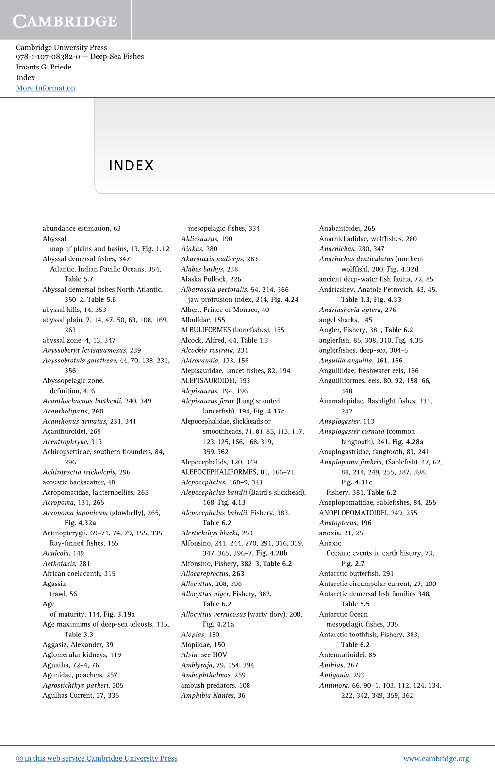 Deep-Sea Fishes Imants G. Priede Index More Information Www