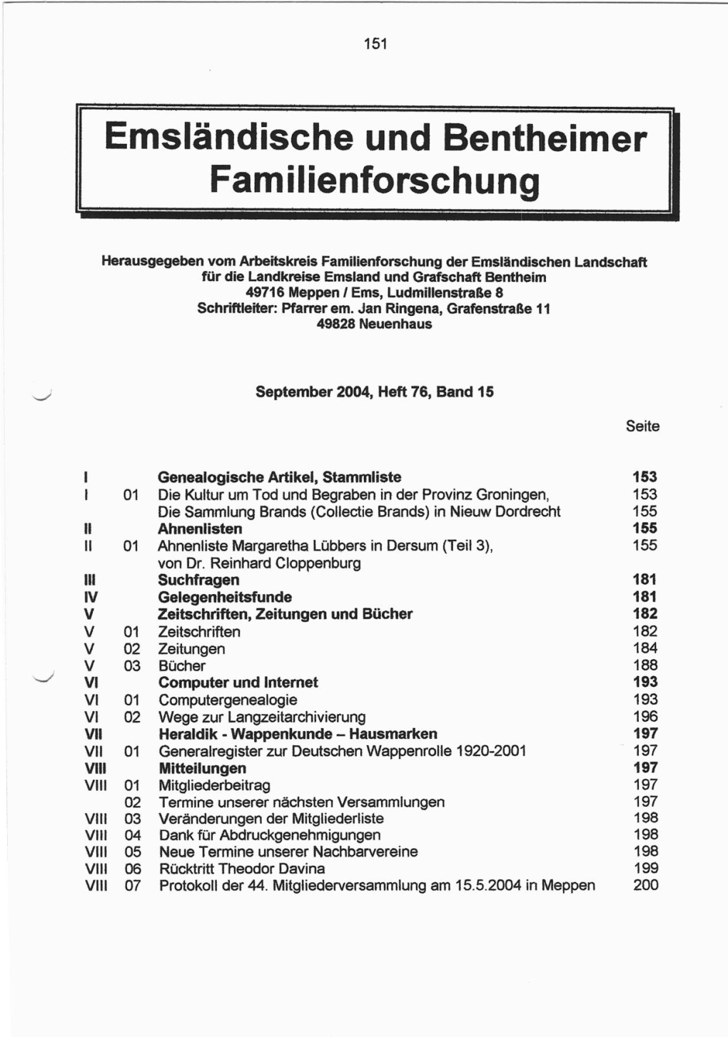 Emslandische Und Bentheimer Familienforschung