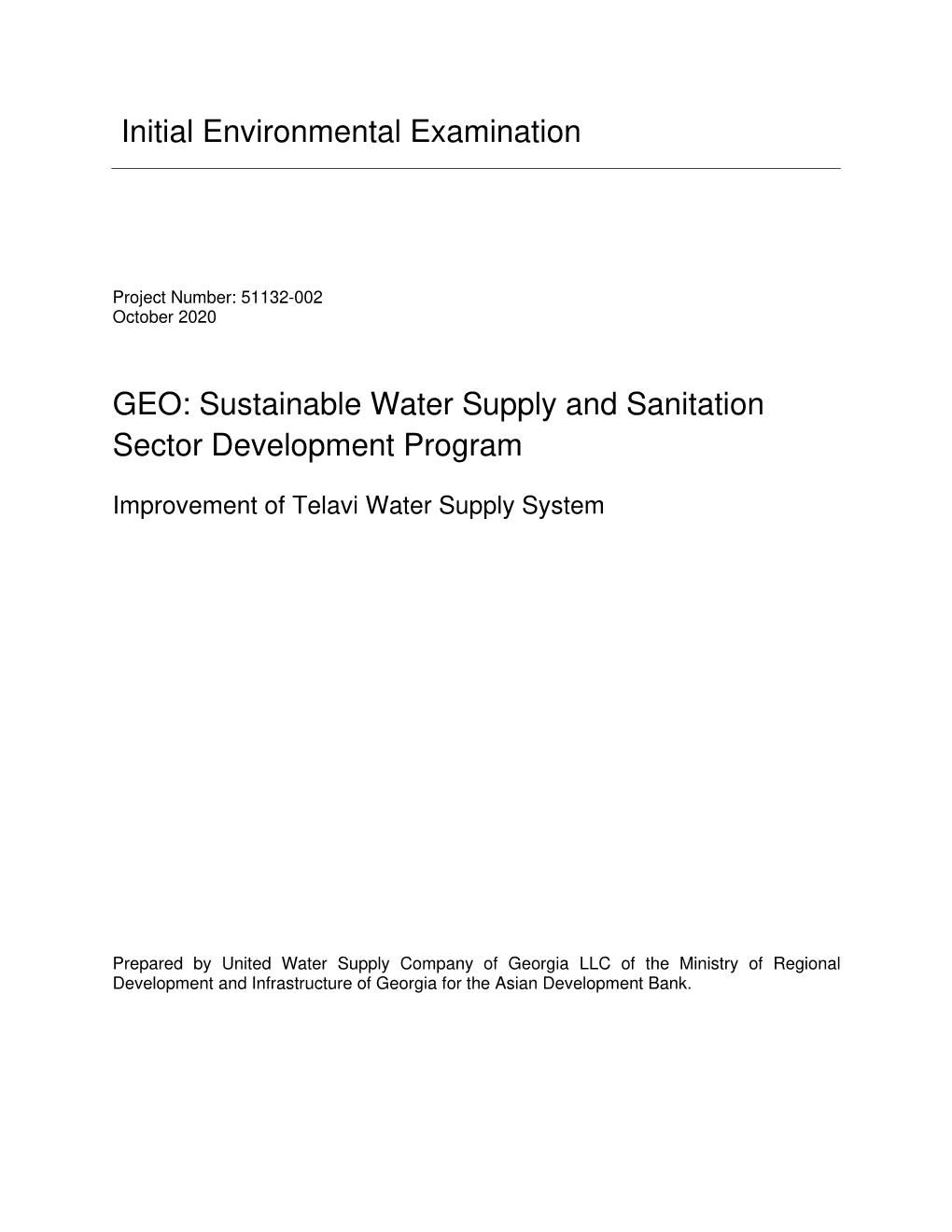 51132-002: Sustainable Water Supply And