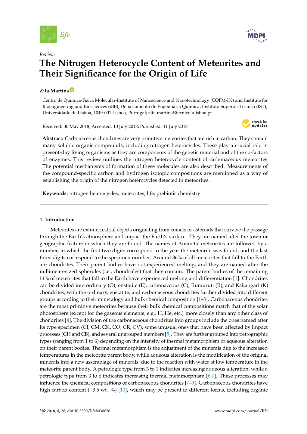 The Nitrogen Heterocycle Content of Meteorites and Their Significance