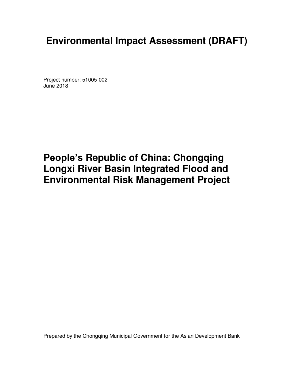 Chongqing Longxi River Basin Integrated Flood and Environmental Risk Management Project