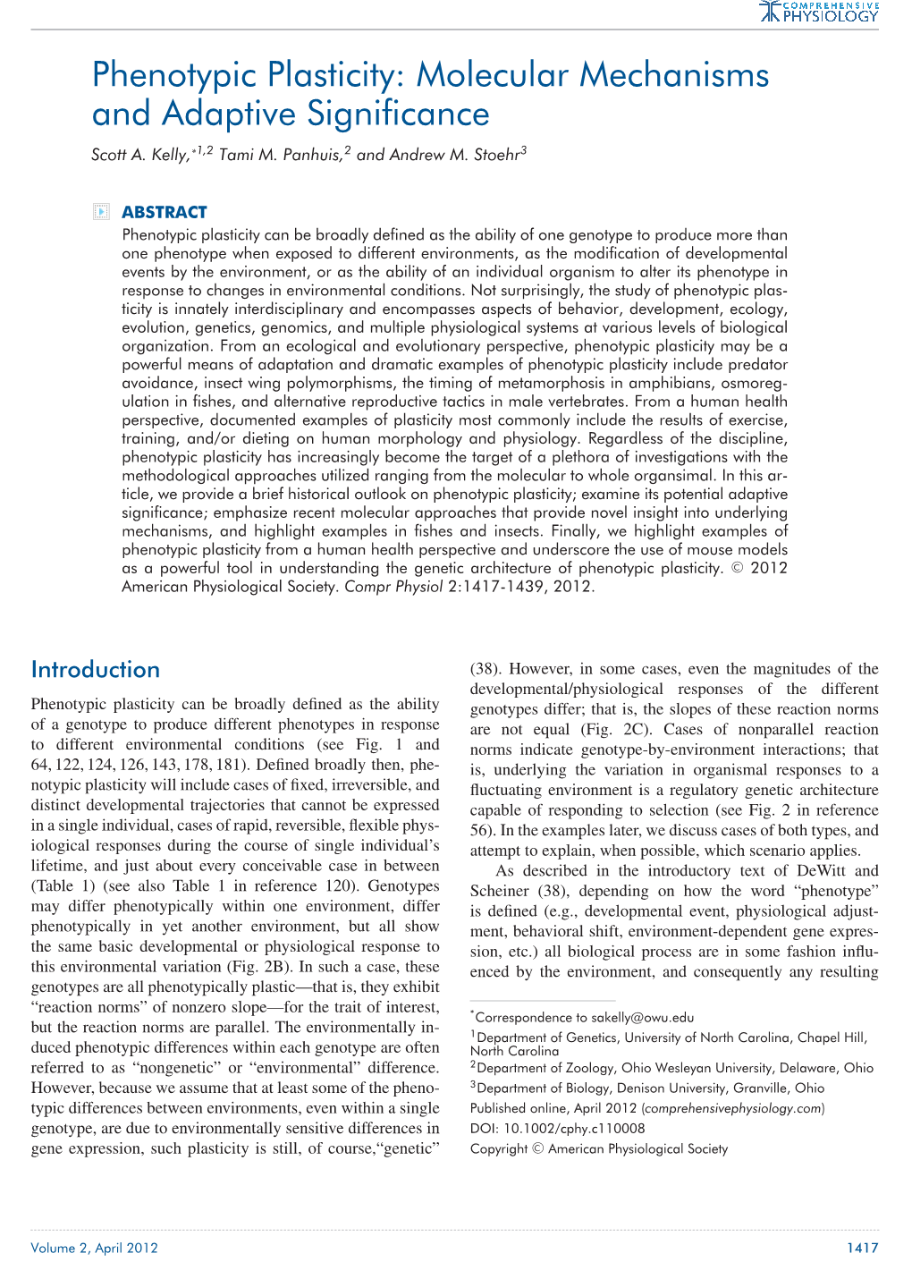 Phenotypic Plasticity: Molecular Mechanisms and Adaptive Significance