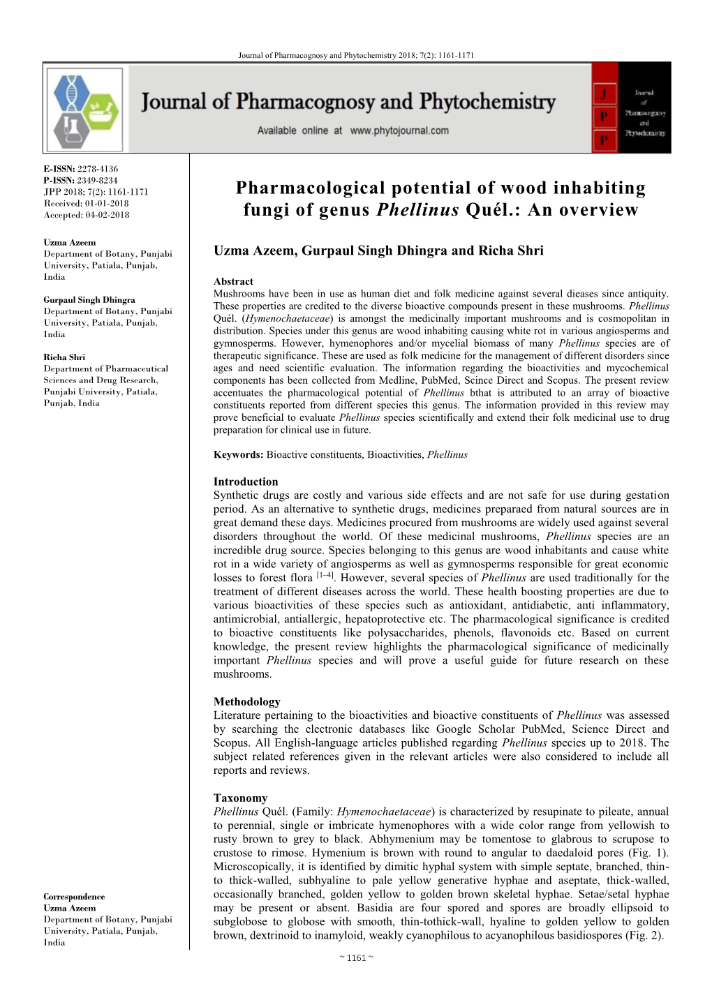 Pharmacological Potential of Wood Inhabiting Fungi of Genus Phellinus