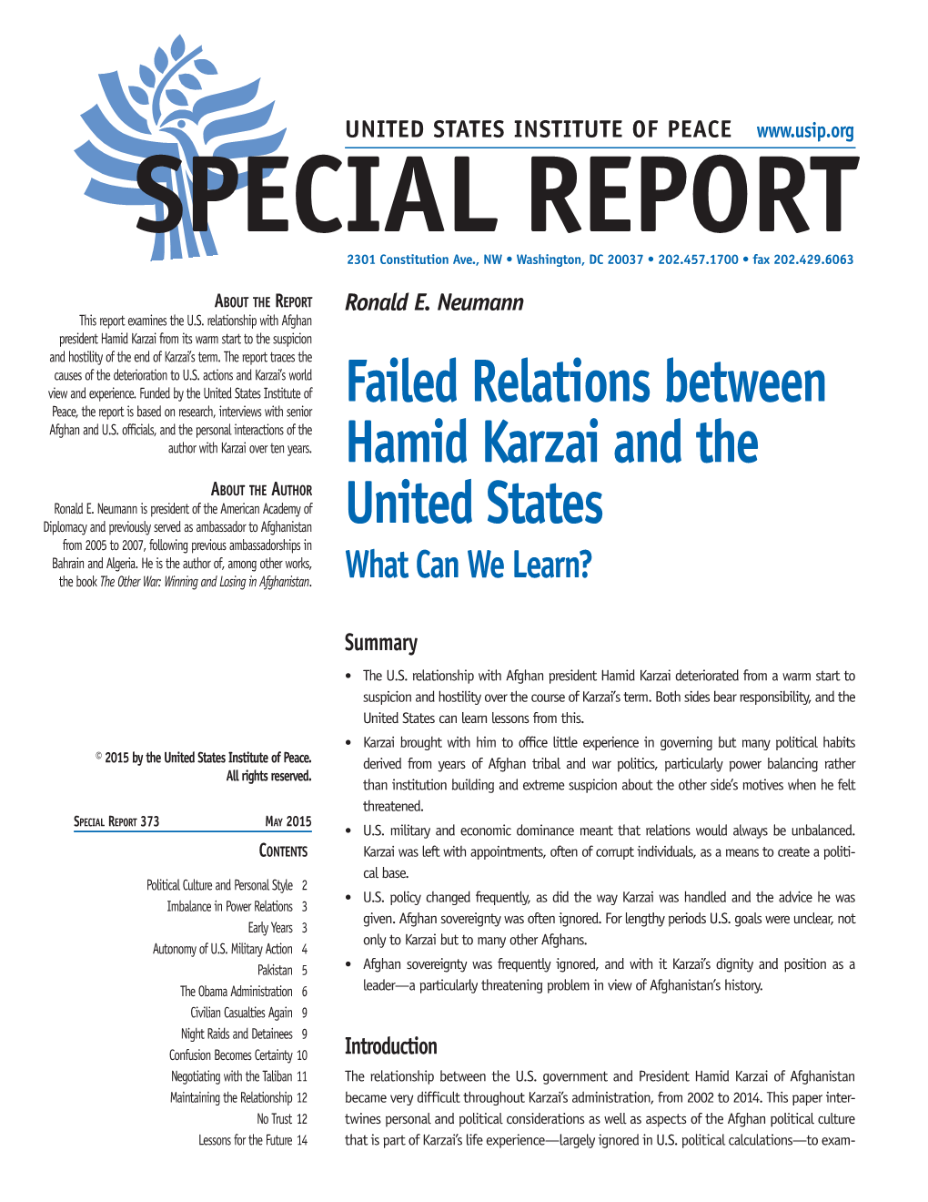 Failed Relations Between Hamid Karzai and the United States