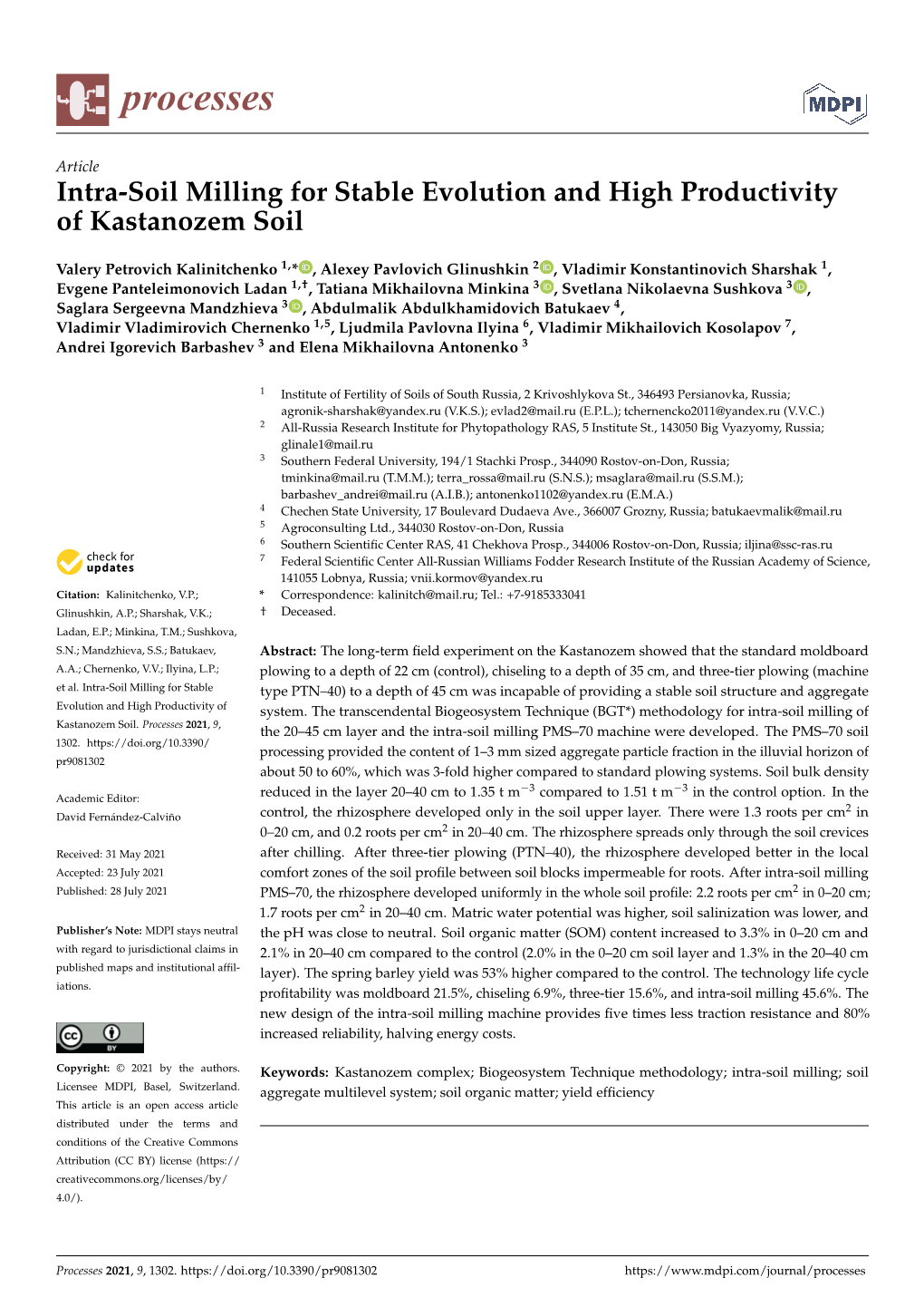 Intra-Soil Milling for Stable Evolution and High Productivity of Kastanozem Soil