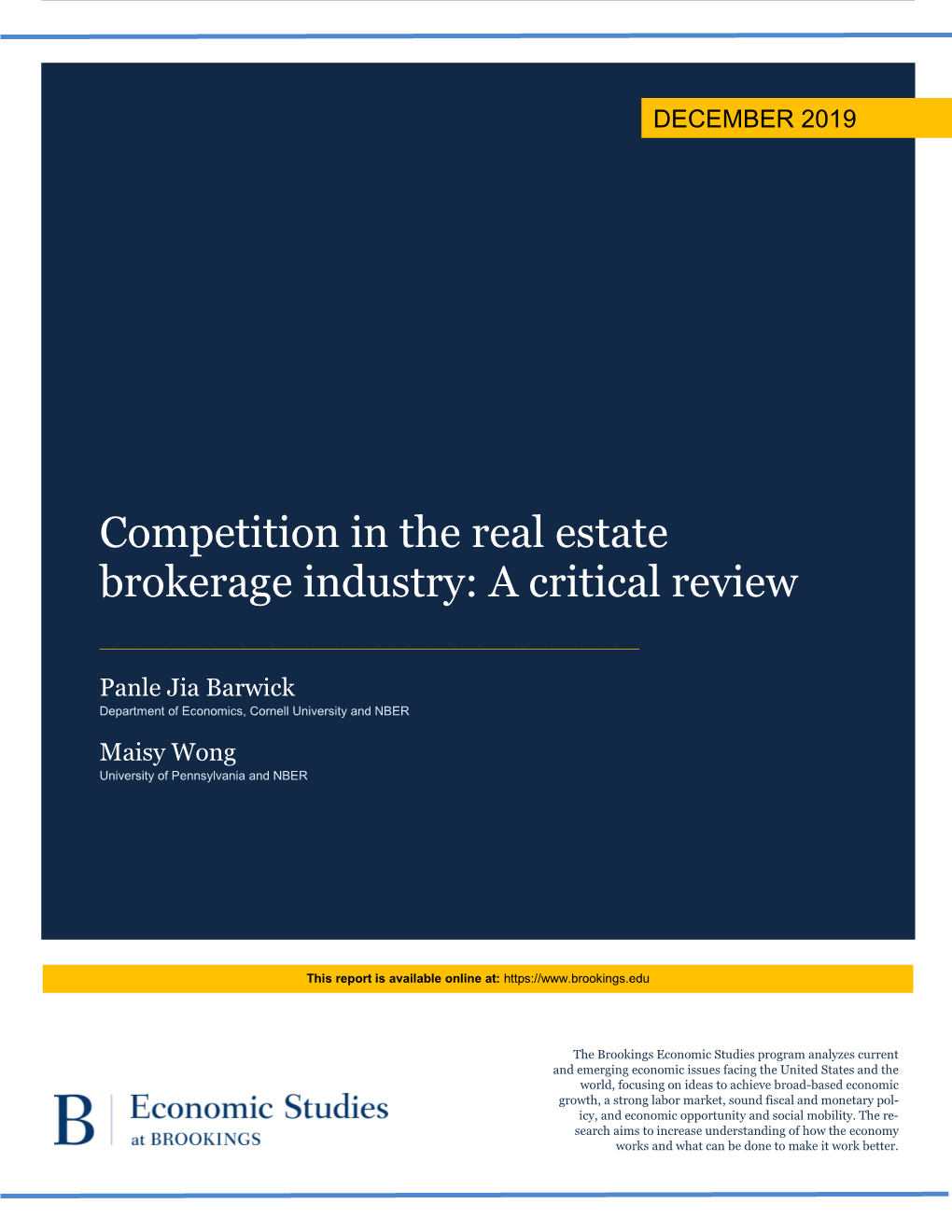 Competition in the Real Estate Brokerage Industry: a Critical Review