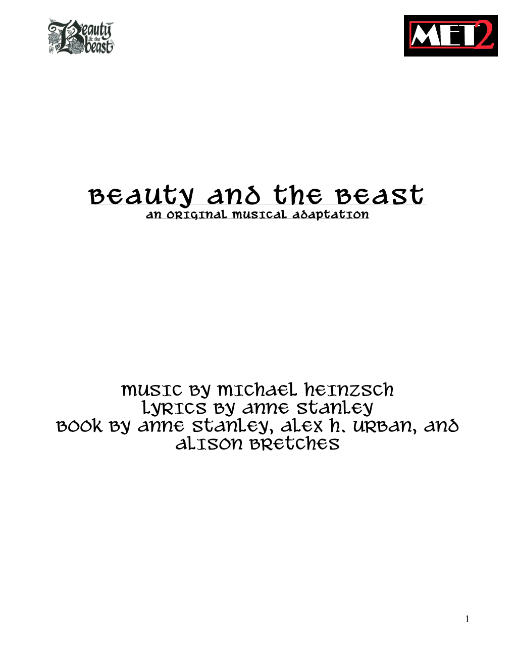 Beauty and the Beast an Original Musical Adaptation