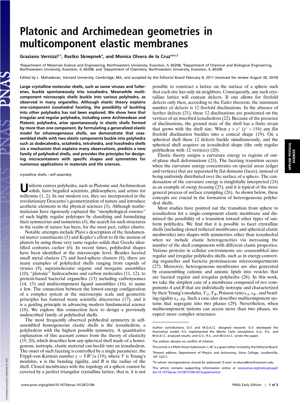 Platonic and Archimedean Geometries in Multicomponent Elastic Membranes