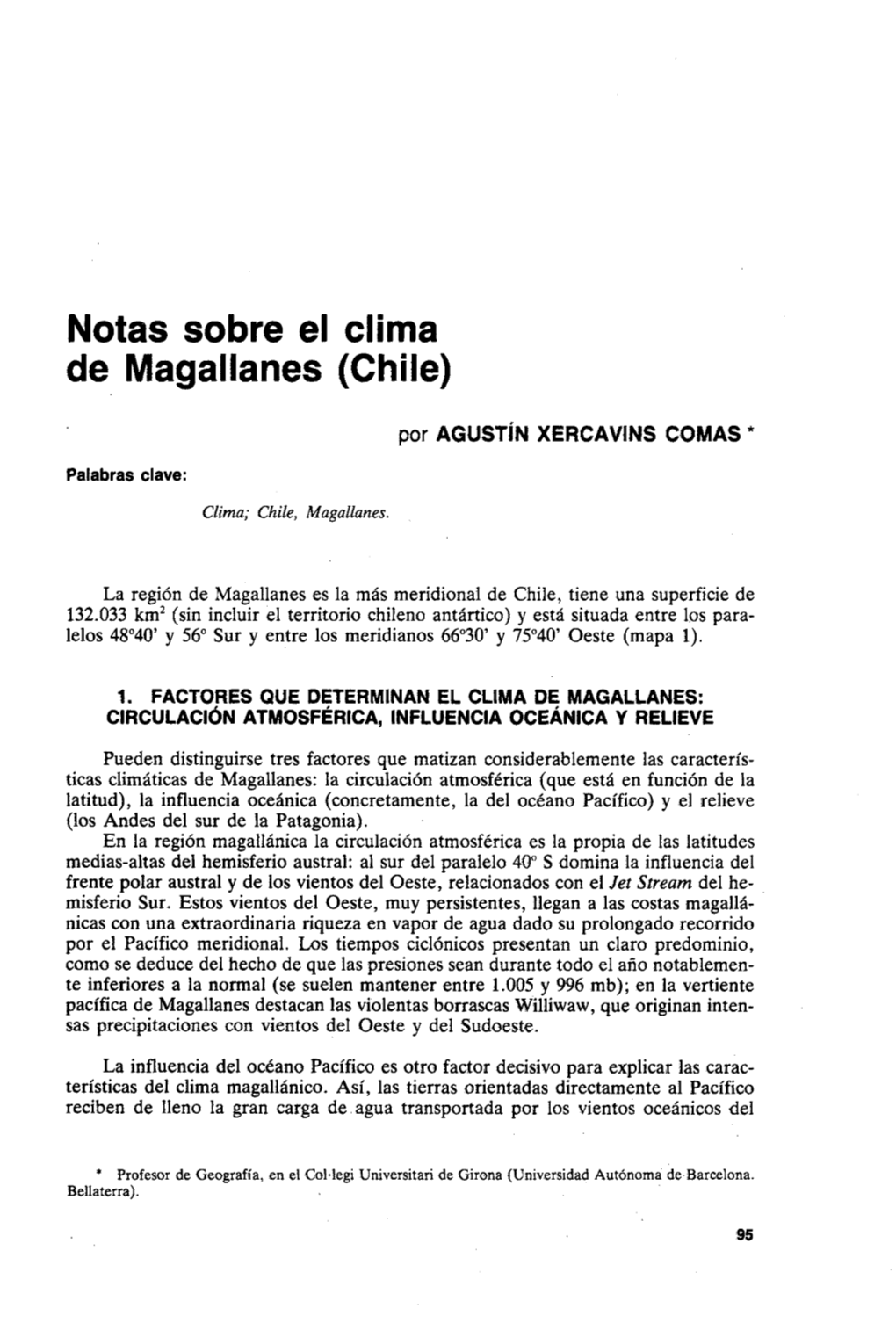 Notas Sobre El Clima De Magallanes (Chile)