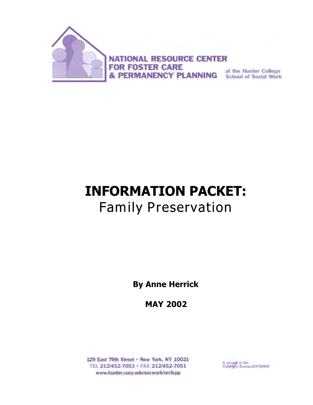 INFORMATION PACKET: Family Preservation