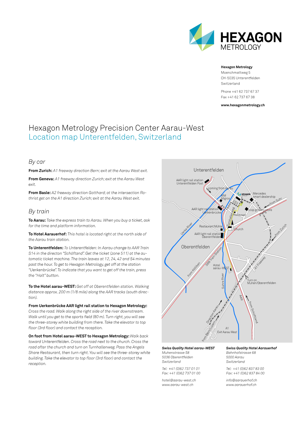 Hexagon Metrology Precision Center Aarau-West Location Map Unterentfelden, Switzerland