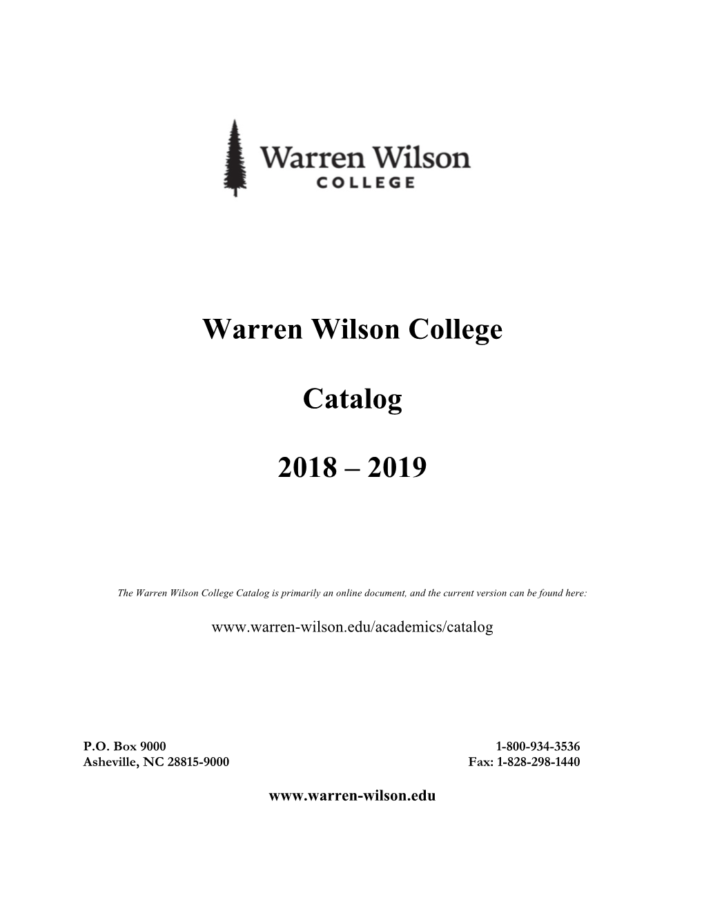 Warren Wilson College Catalog 2018 – 2019