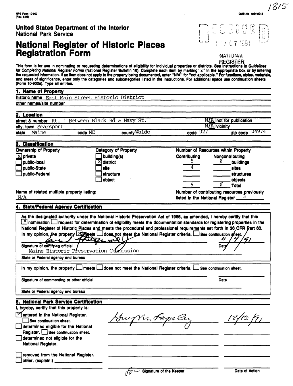 National Register of Historic Places Continuation Sheet