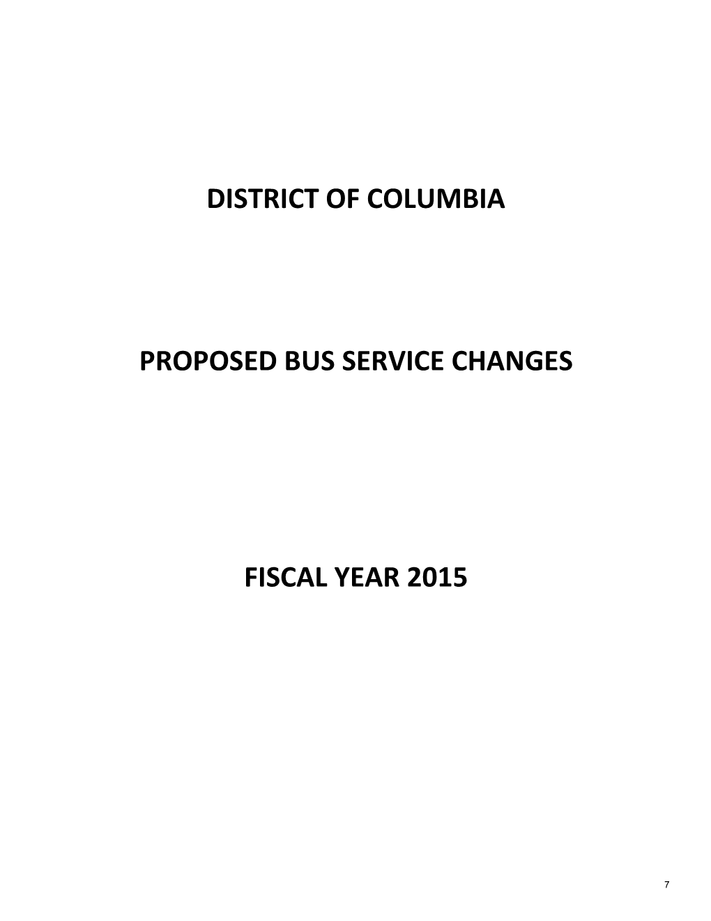 District of Columbia Proposed Bus Service Changes