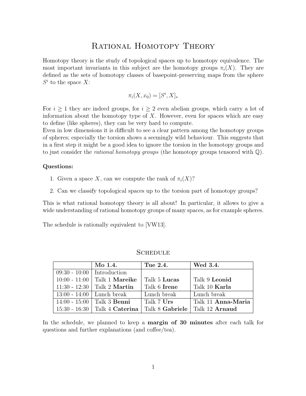 Rational Homotopy Theory