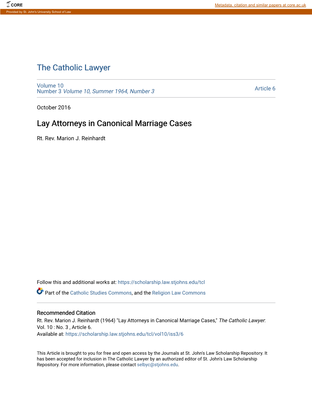 Lay Attorneys in Canonical Marriage Cases