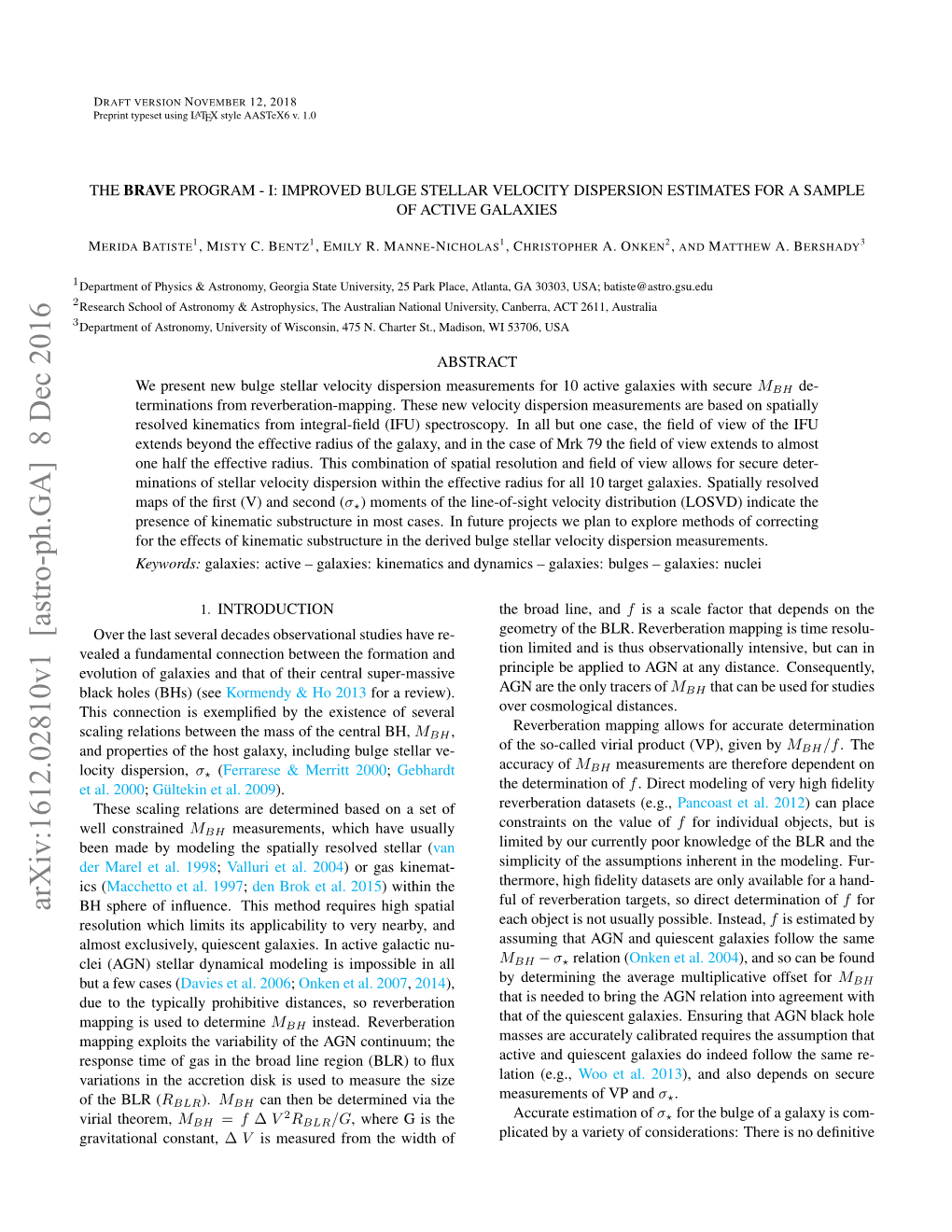 Arxiv:1612.02810V1 [Astro-Ph.GA] 8 Dec 2016 BH Sphere of Inﬂuence