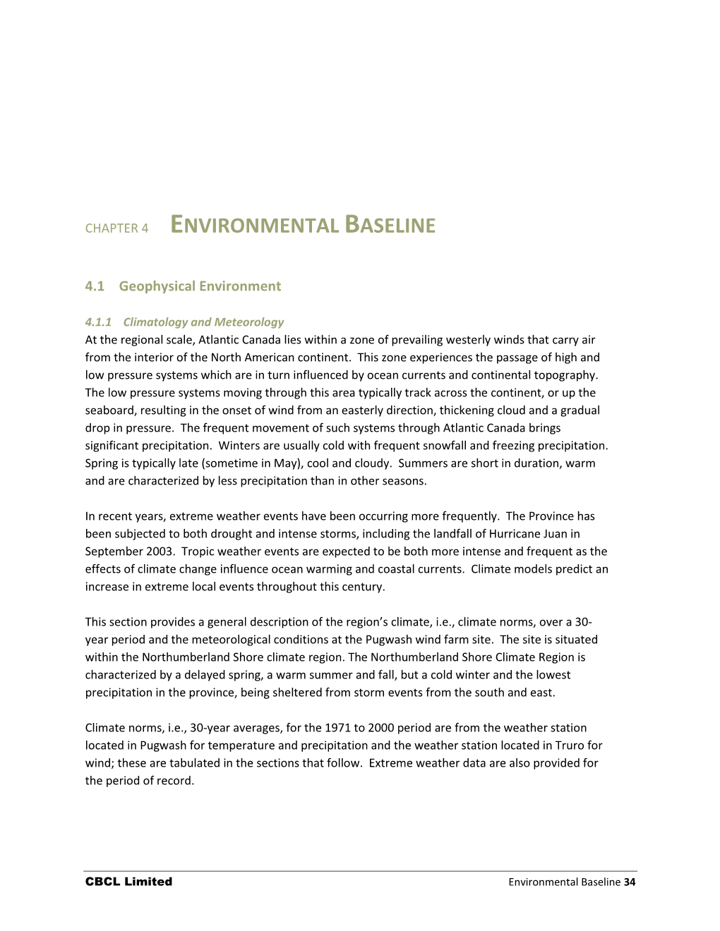 Chapter 4 Environmental Baseline