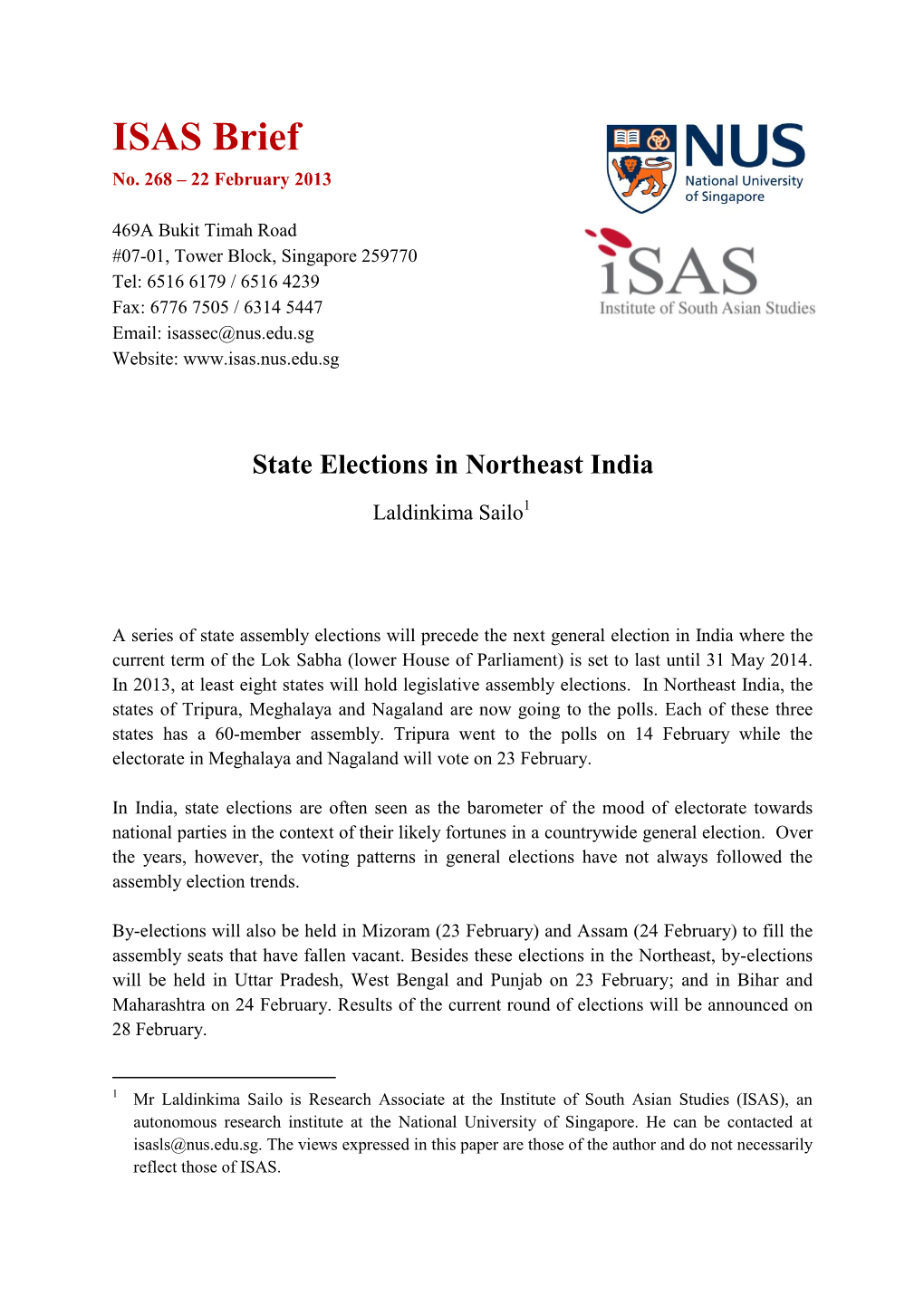State Elections in Northeast India