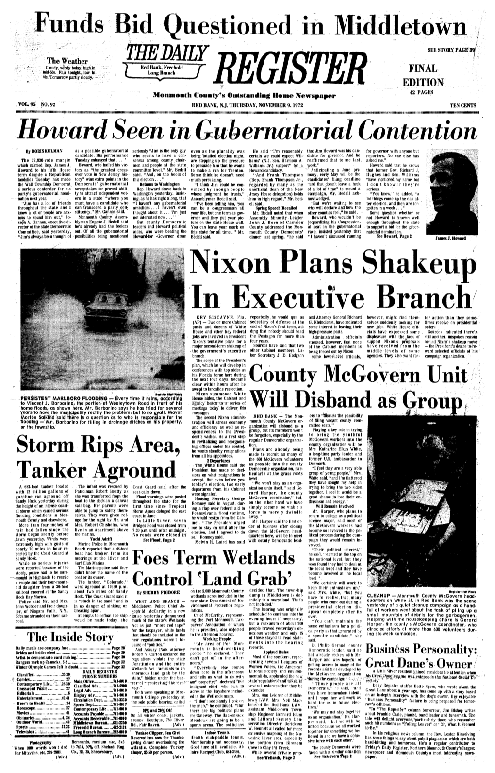 Nixon Plans Shakeup in Executive Branch KEY BISCAYNK