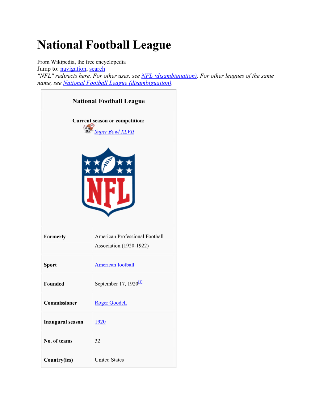 National Football League