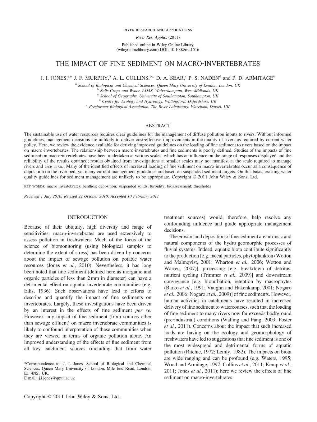 The Impact of Fine Sediment on Macroinvertebrates