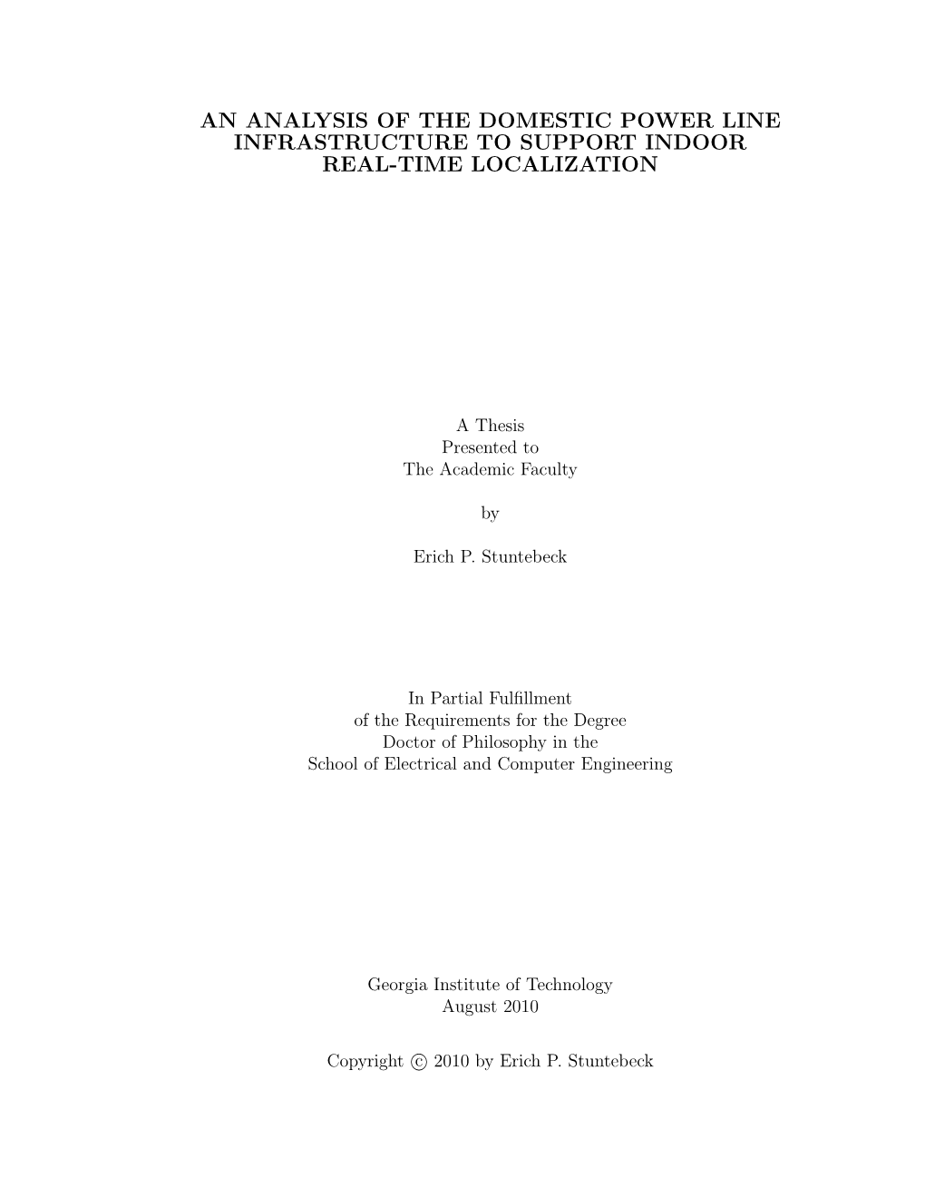 An Analysis of the Domestic Power Line Infrastructure to Support Indoor Real-Time Localization