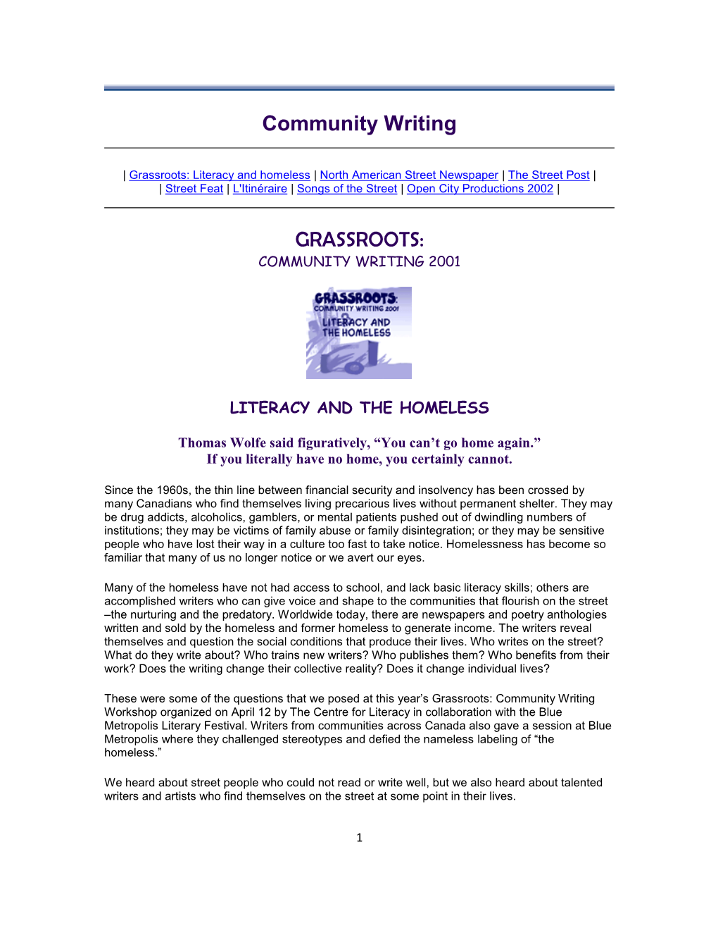 Community Writing GRASSROOTS