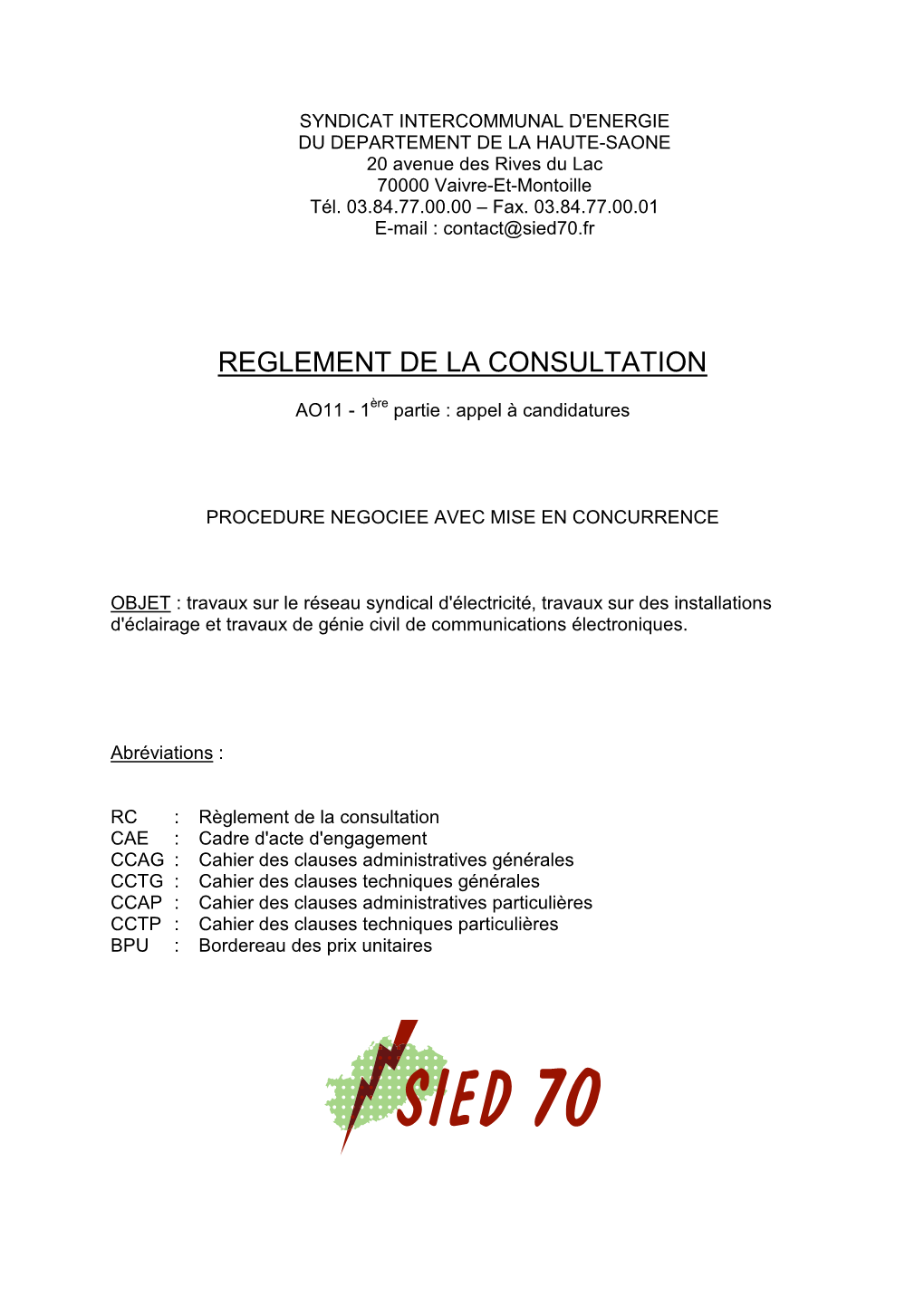 Reglement De La Consultation