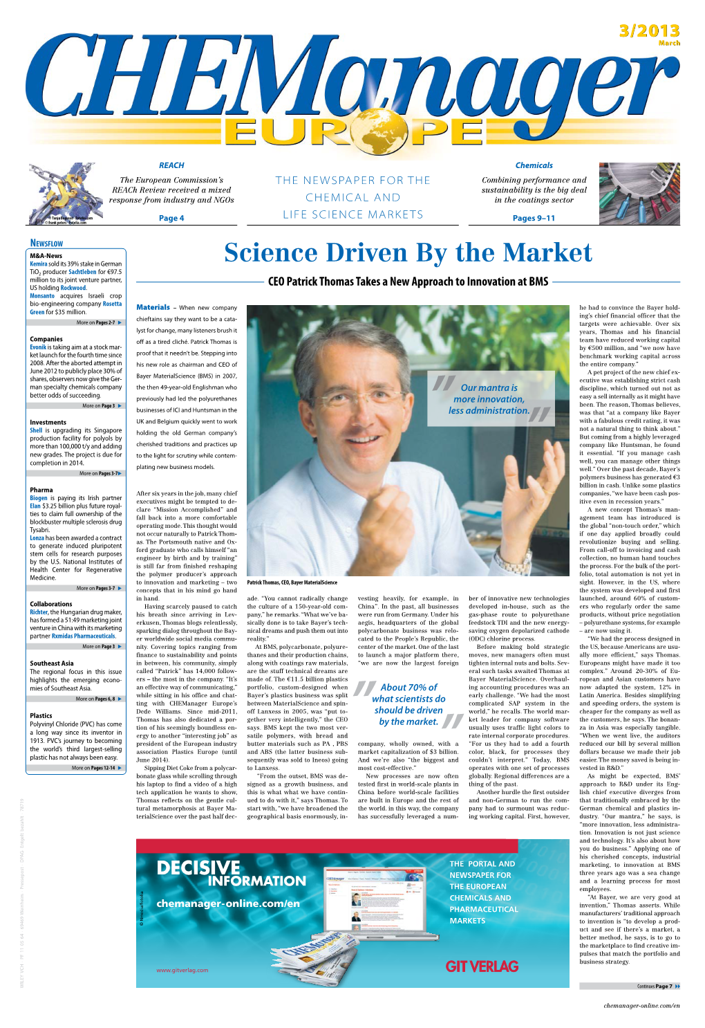 Science Driven by the Market Tio2 Producer Sachtleben for €97.5 Million to Its Joint Venture Partner, US Holding Rockwood