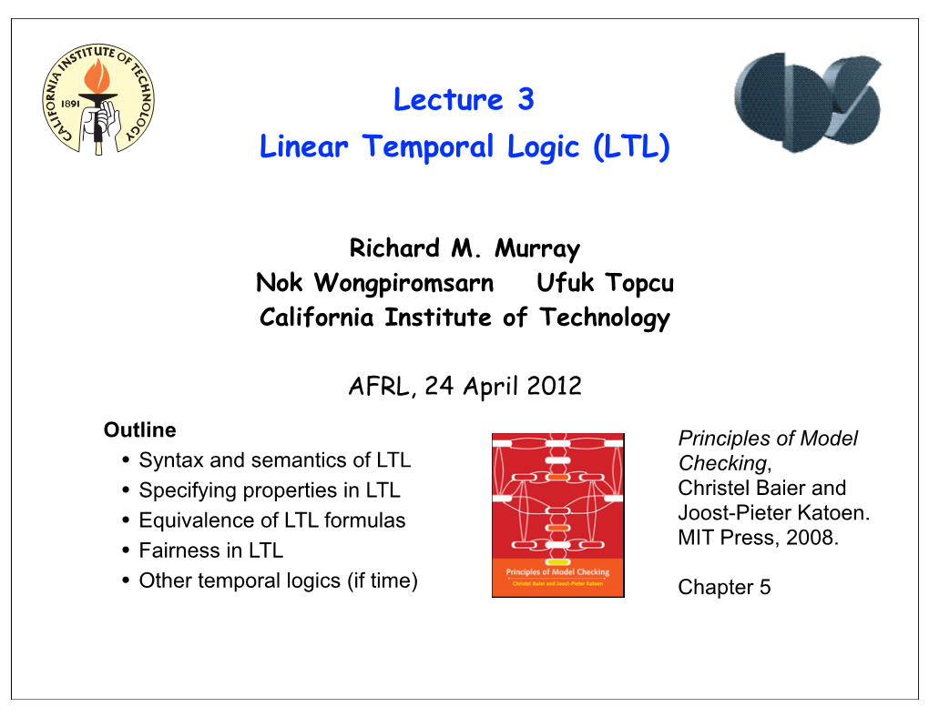 Lecture 3 Linear Temporal Logic (LTL)