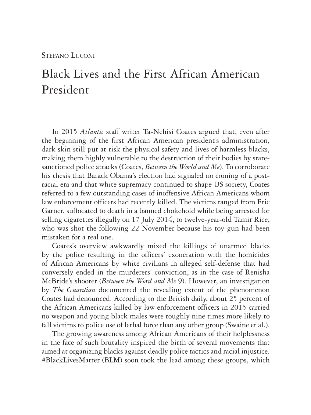 Black Lives and the First African American President