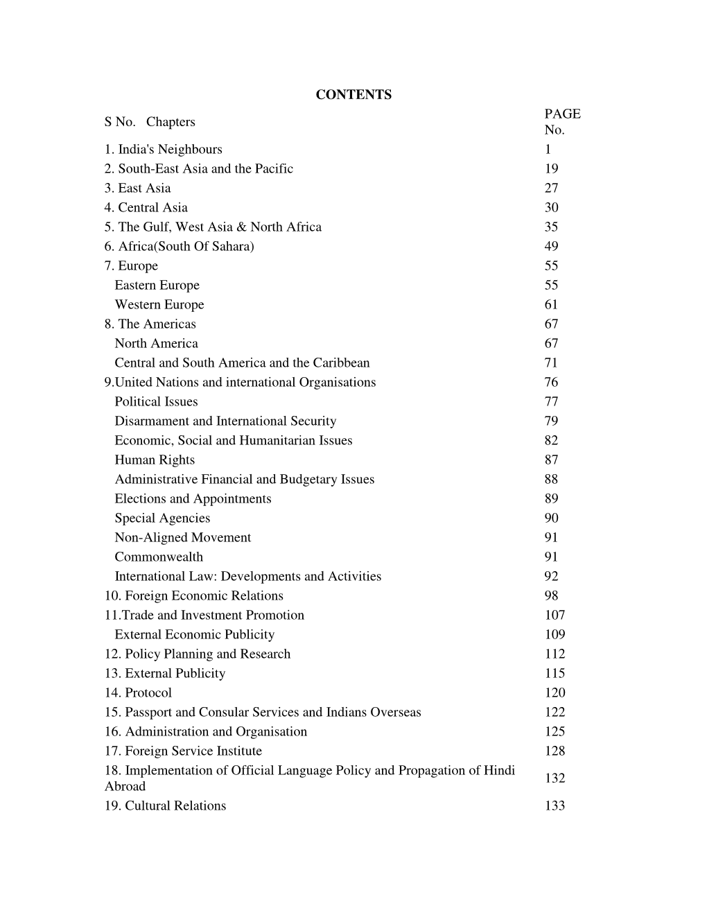 CONTENTS S No. Chapters PAGE No. 1. India's Neighbours 1 2. South