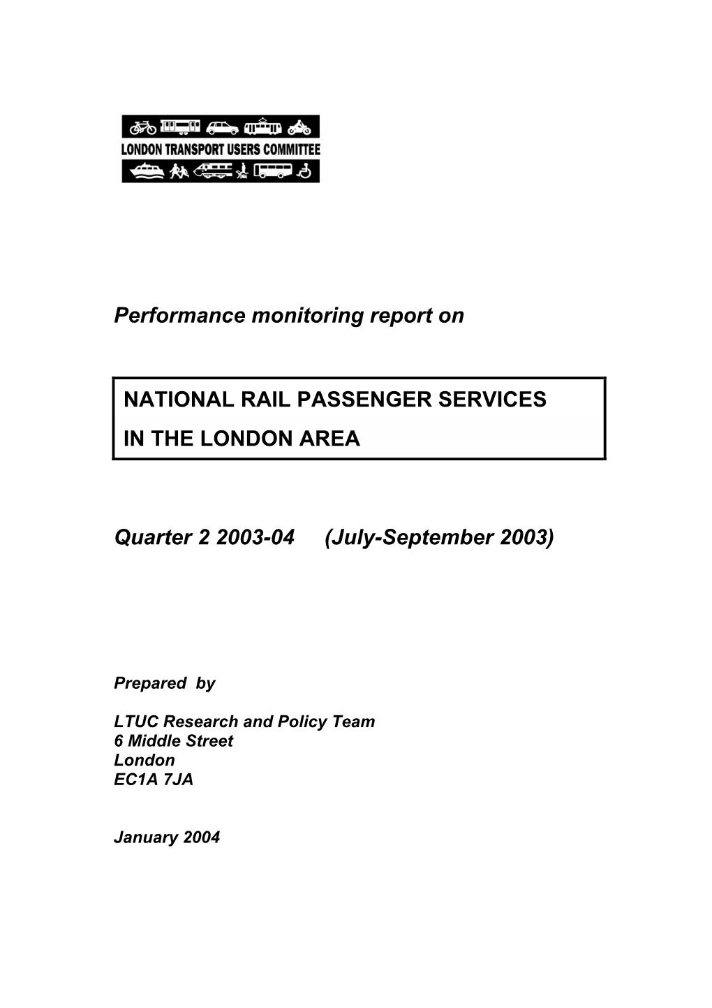 Performance Monitoring Report on NATIONAL RAIL PASSENGER