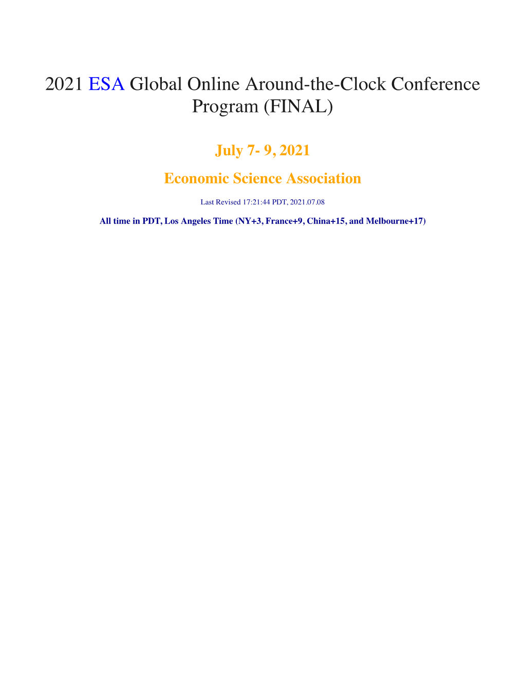 2021 ESA Global Online Around-The-Clock Conference Program (FINAL)