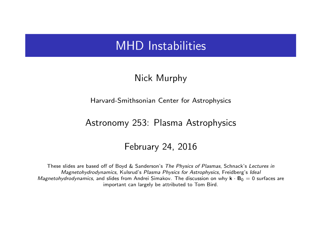 MHD Instabilities