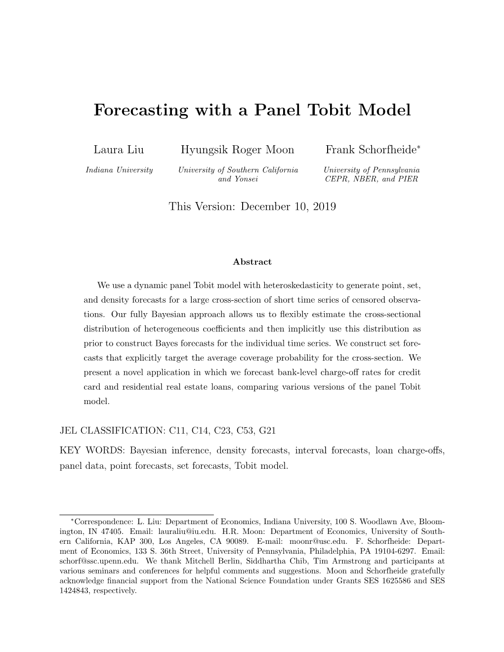 Forecasting with a Panel Tobit Model