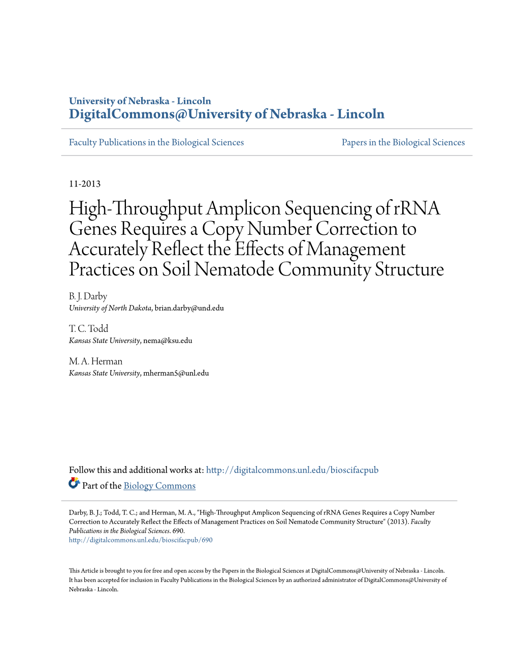 High-Throughput Amplicon Sequencing of Rrna Genes
